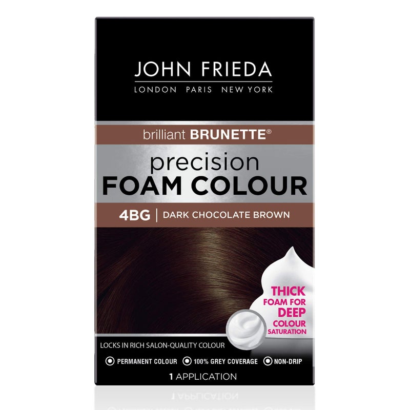 John Frieda Precision Foam Colour, Dark Chocolate Brown 4BG, Full-Coverage Hair Color Kit, Anti-Fade Gray Coverage, Deep Color Saturation Hair Dye, 1 Application - Image 1