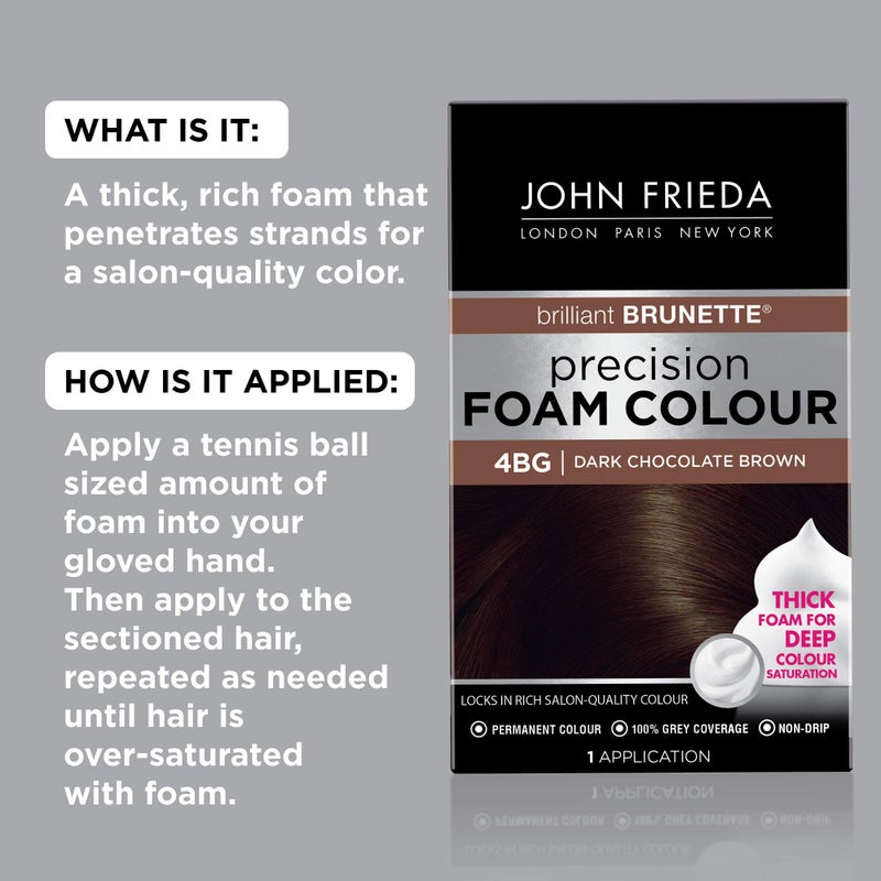 John Frieda Precision Foam Colour, Dark Chocolate Brown 4BG, Full-Coverage Hair Color Kit, Anti-Fade Gray Coverage, Deep Color Saturation Hair Dye, 1 Application - Image 2