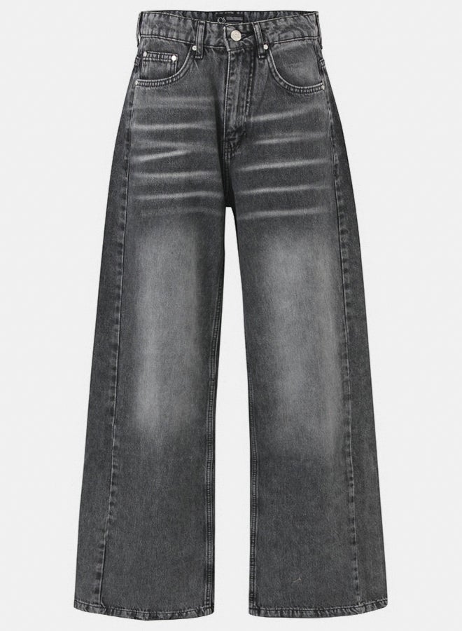 TGS Grey Snow Wash Flared Leg Women Jeans