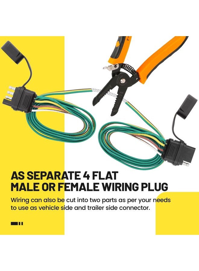 Oyviny 16 AWG 4 Pin Flat Trailer Extension 12 inch, Vehicle-Side and Trailer-Side 4 Way Connector with Rubber Dust Cover Pure Copper Wire Loom Tubing Protection, 4 Flat Trailer Wire Extension - Image 3
