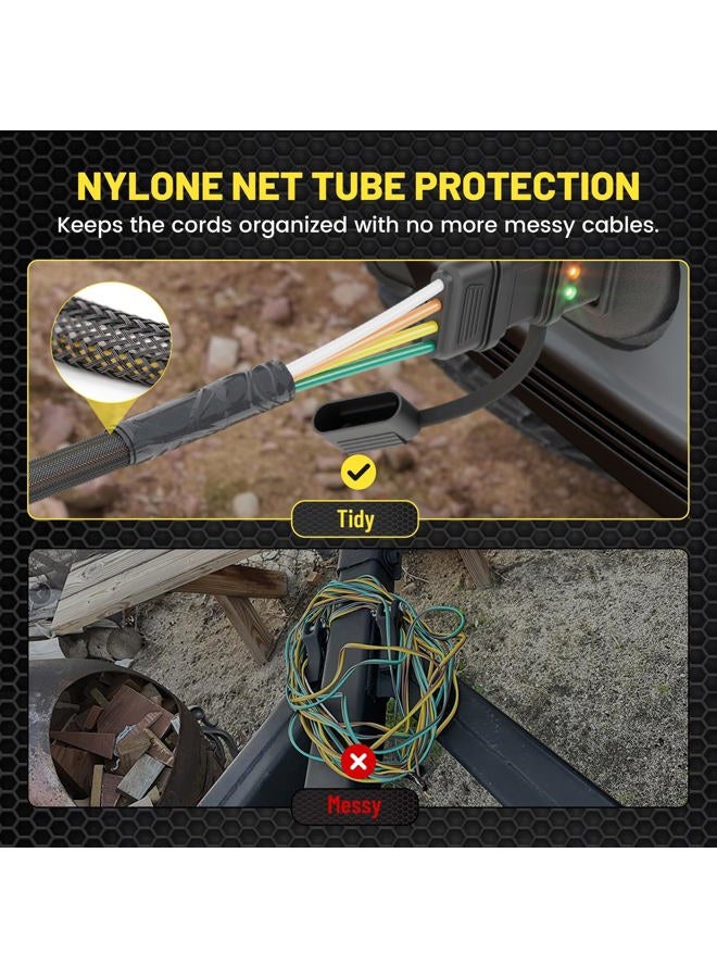 Oyviny 16 AWG 4 Pin Flat Trailer Extension 12 inch, Vehicle-Side and Trailer-Side 4 Way Connector with Rubber Dust Cover Pure Copper Wire Loom Tubing Protection, 4 Flat Trailer Wire Extension - Image 5