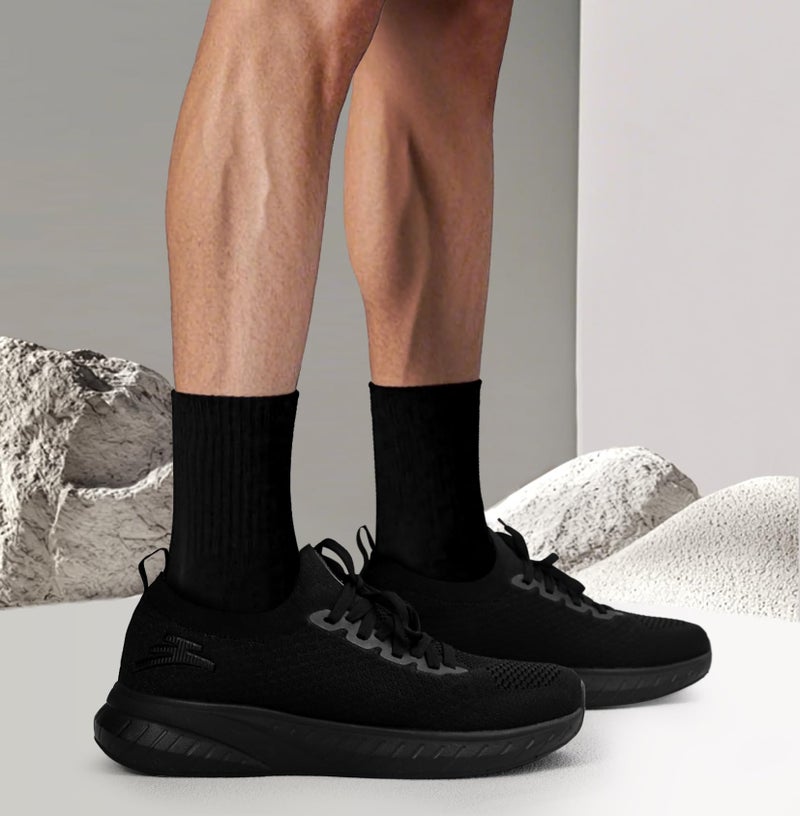 Puweco Mens Slip on Walking Shoes Non Slip Tennis Shoes Lightweight Gym Sneakers All Black Size 7.5 - Image 3