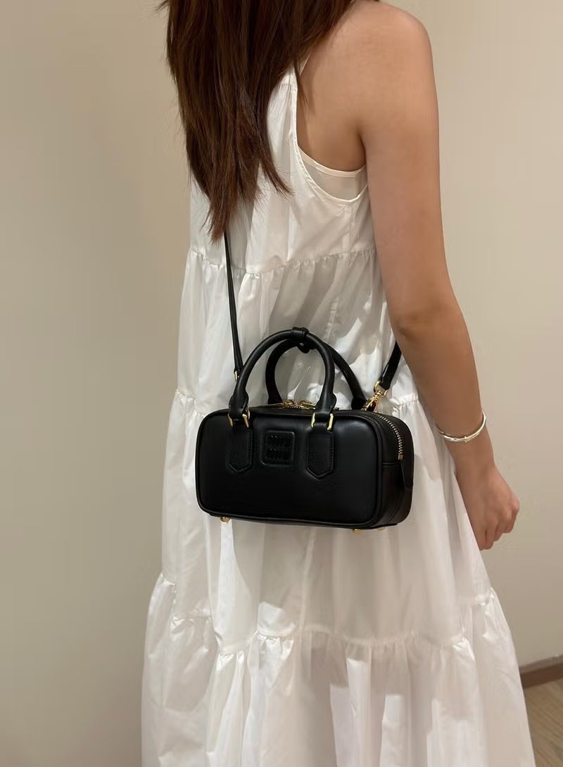 miu miu Arcadia Matelassé Nappa Leather Women's Bag, Women's Tote Bag, Women's Shoulder Bag, Women's Cross body Bag, Women's Handbag, Black - Image 2