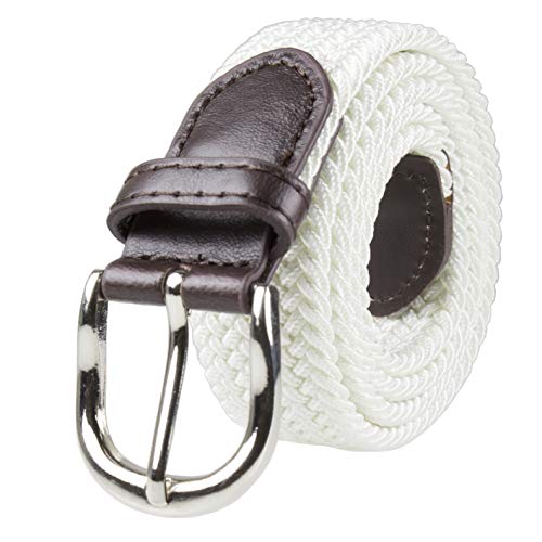 Gelante® Children's Canvas Elastic Fabric Woven Stretch Braided Belts 2012-White-M - Image 1