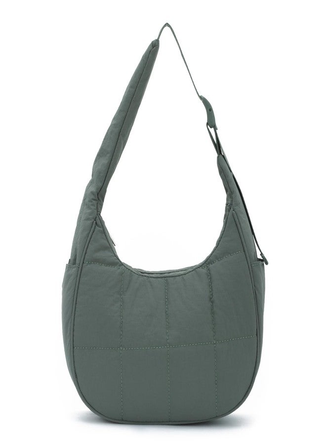 Fecialy Puffer Crescent Shoulder Bag for Women Small Nylon Quilted Handbags Puffy Purses with Adjustable Strap - Image 1