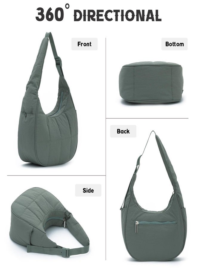 Fecialy Puffer Crescent Shoulder Bag for Women Small Nylon Quilted Handbags Puffy Purses with Adjustable Strap - Image 5