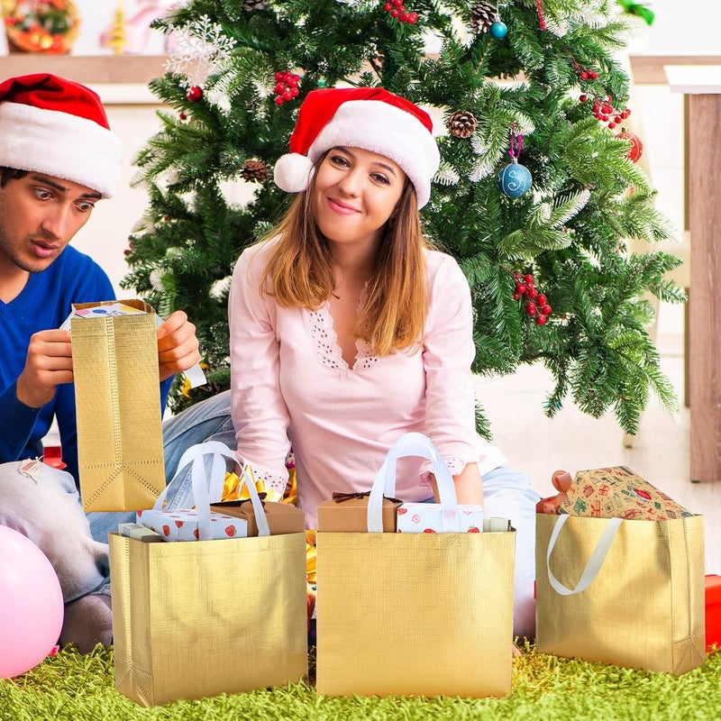 Zhehao 64 Pcs Gold Reusable Grocery Bags 127 x 111 x 47 Inch Large Present Gift Bags Shopping Tote with Handle for Wedding Birthday Party - Image 4