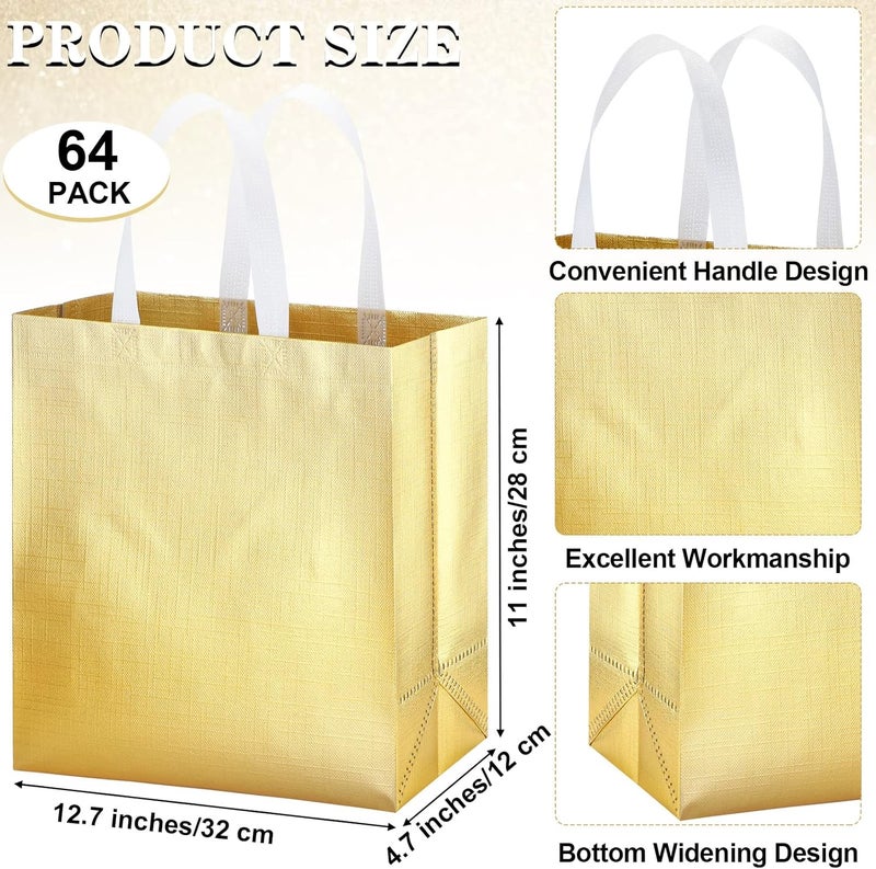 Zhehao 64 Pcs Gold Reusable Grocery Bags 127 x 111 x 47 Inch Large Present Gift Bags Shopping Tote with Handle for Wedding Birthday Party - Image 2