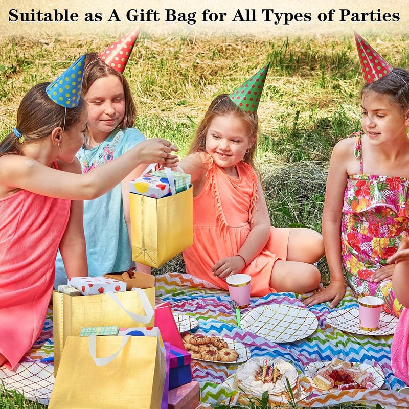 Zhehao 64 Pcs Gold Reusable Grocery Bags 127 x 111 x 47 Inch Large Present Gift Bags Shopping Tote with Handle for Wedding Birthday Party - Image 3