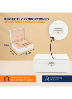 AC&L AC&L Jewelry Organizer Box For Girls And Women, PU Leather 2 Layer Jewellery Storage Box Case For Earing, Necklace, Bracelet, Rings And Accessories (White)  - Image 5