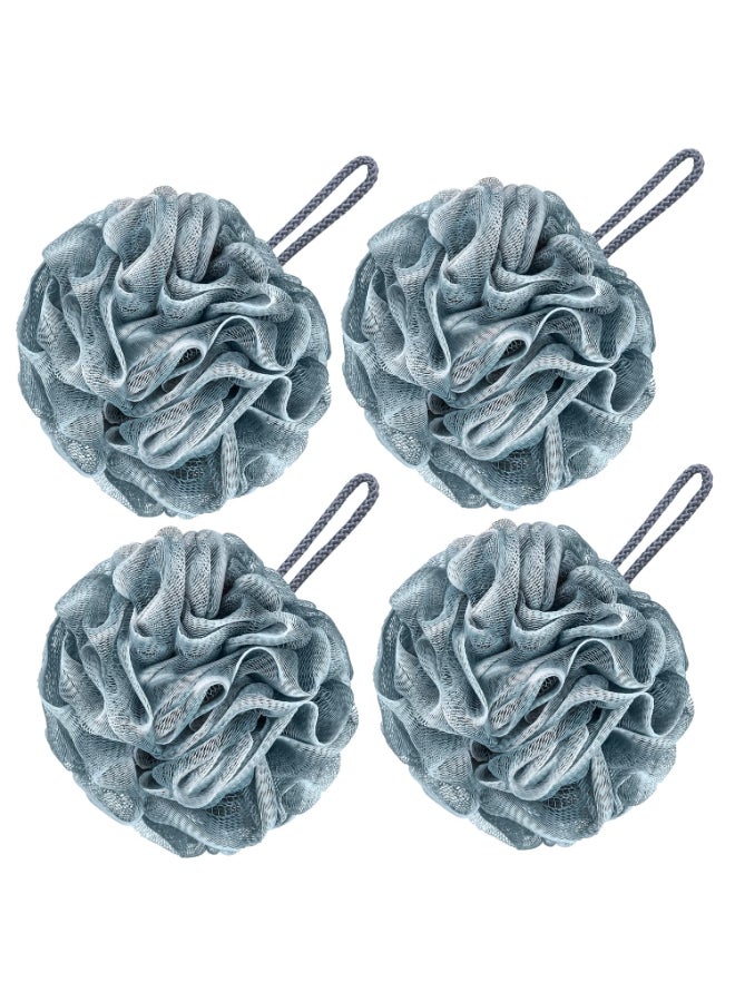 VANZAVANZU Bath Loofah Large 80g Shower Sponge Body Scrubber Mesh Pouf for Men and Women Set of 4 Blue Gray - Image 3