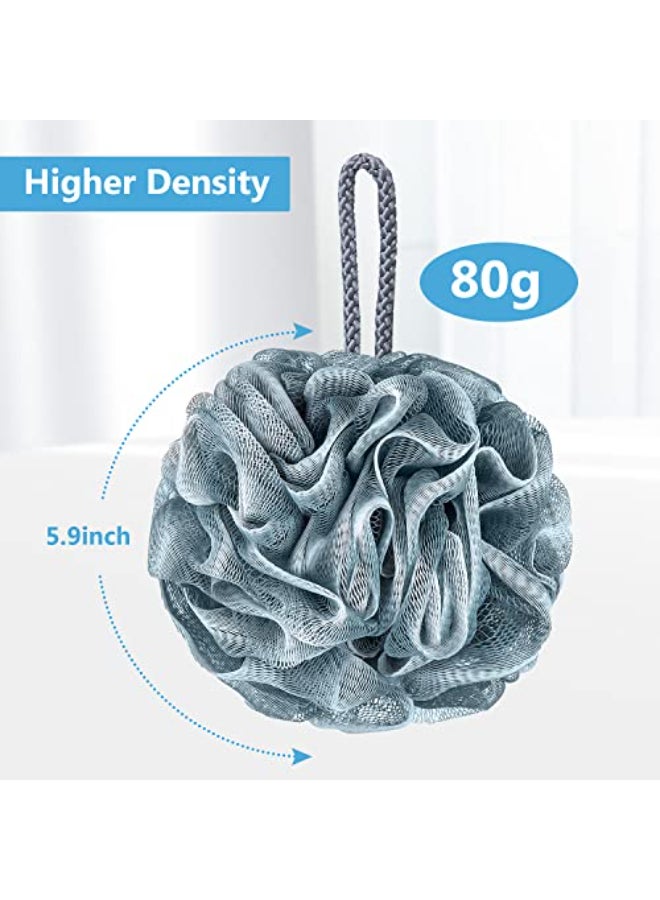 VANZAVANZU Bath Loofah Large 80g Shower Sponge Body Scrubber Mesh Pouf for Men and Women Set of 4 Blue Gray - Image 4