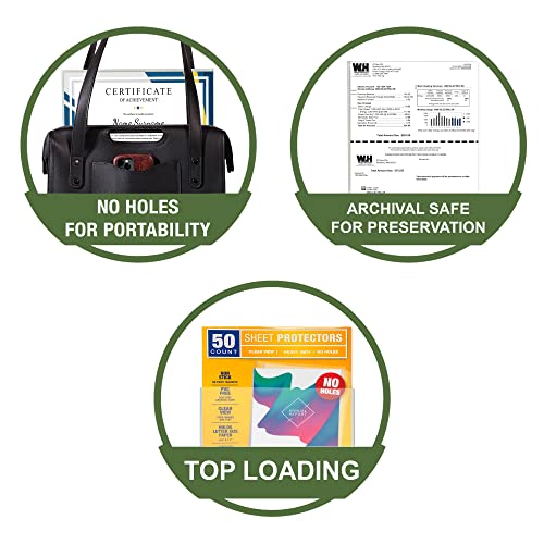 Samsill No Holes Sheet Protectors, 100 Pack, 8.5 x 11 Inch Page Protectors for 3 Ring Binder, Heavy Duty, No Hole Protector, Letter Size, Top Loading, Acid Free - Image 2