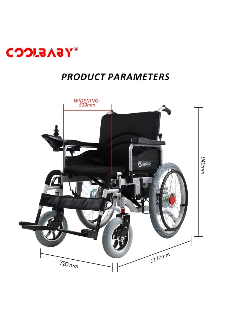 Cool Baby - COOLBABY Electric Wheelchair Heavy Duty Foldable Electric Wheelchairs 52cm Widen Seat For Adults And Seniors - Image 1