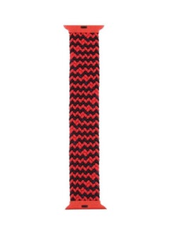 Plastic Buckle Mixed Colour Nylon Braided Single Loop Replacement Watchbands For Apple Watch Series 7/6/5/4/3/2/1/SE 45/44/42mm Ripple Black/Red