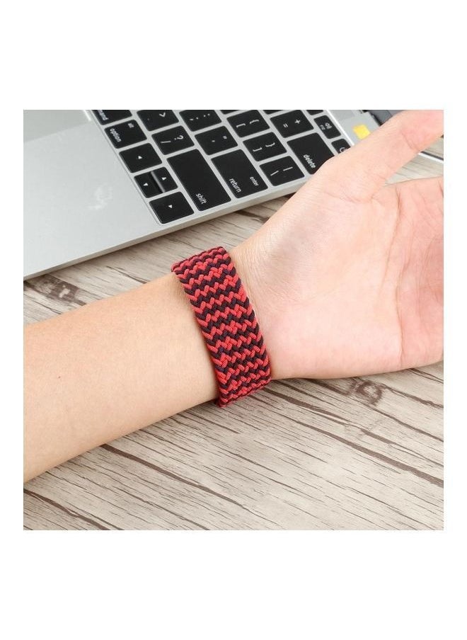 NIBEMINENT - Plastic Buckle Mixed Colour Nylon Braided Single Loop Replacement Watchbands For Apple Watch Series 7/6/5/4/3/2/1/SE 45/44/42mm Ripple Black/Red - Image 1