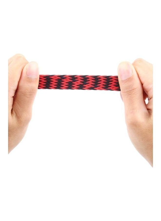 NIBEMINENT - Plastic Buckle Mixed Colour Nylon Braided Single Loop Replacement Watchbands For Apple Watch Series 7/6/5/4/3/2/1/SE 45/44/42mm Ripple Black/Red - Image 1