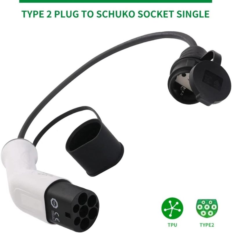 Type2 To Schuko EV Charging Adapter: 0.5m Cable, 16A Rated Current, IP54 Dust Water Protection - UL94V-0 High Safety Standard White Electric Vehicle Charging Adapter for Electric Car And EV Charging S - Image 3