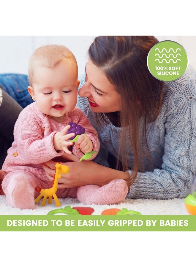 سبريك عضاضات أسنان للأطفال من السيليكون - ألعاب تسنين آمنة للاستخدام في الفريزر للأطفال من عمر 0 إلى 6 أشهر - عبوة من 6 قطع - Image 3