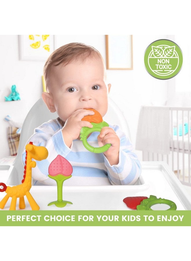 سبريك عضاضات أسنان للأطفال من السيليكون - ألعاب تسنين آمنة للاستخدام في الفريزر للأطفال من عمر 0 إلى 6 أشهر - عبوة من 6 قطع - Image 2
