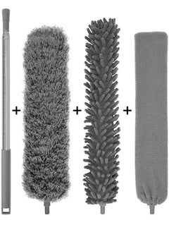 HomarKet 4 Pcs Microfiber Dust Brush Duster Kit with Extension Pole Removable and Washable Fiber Brush Hand Dust Cleaning Gap Dust for Ceiling Fan High Ceiling Blinds Furniture Cars  - Image 2
