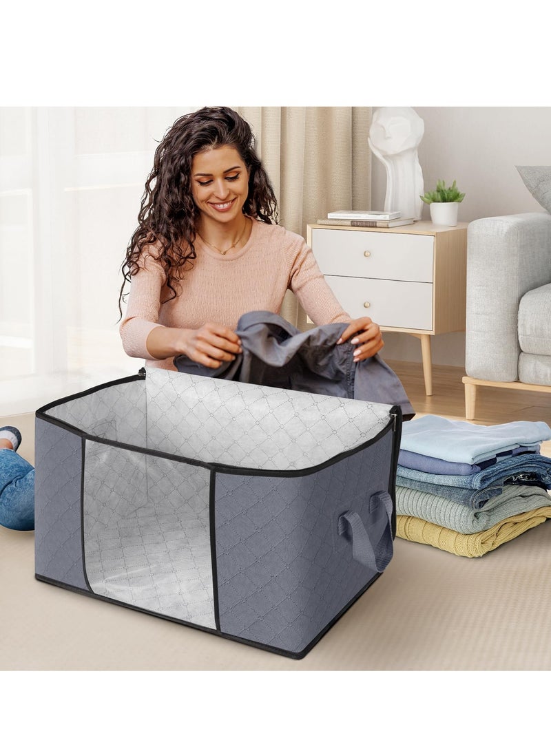 5 Pack 60×40cm Large Storage Bags, Clothes Storage Bins Foldable Closet Organizers Storage Containers with Durable Handles Thick Fabric for Blanket Comforter Clothing Bedding 90L - Image 3