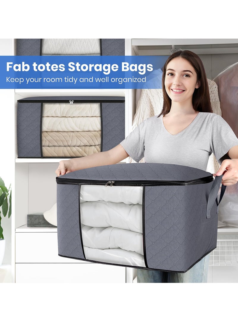 5 Pack 60×40cm Large Storage Bags, Clothes Storage Bins Foldable Closet Organizers Storage Containers with Durable Handles Thick Fabric for Blanket Comforter Clothing Bedding 90L - Image 4