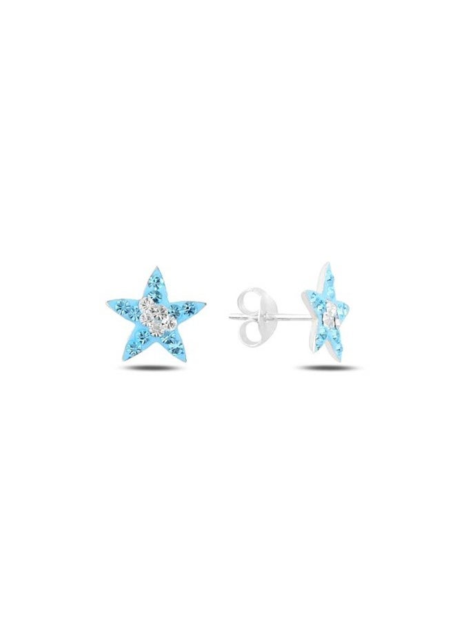 EMNON - 925 Sterling Silver Jewelry Rhodium Plated Star Crystal Stud Earrings 100% Precious Metal Gift for Women- Emnon33EA - Image 1