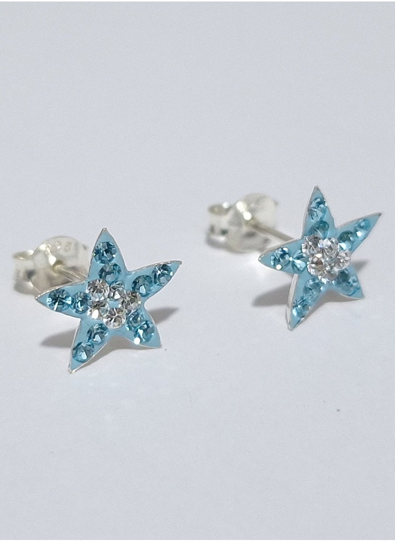 EMNON - 925 Sterling Silver Jewelry Rhodium Plated Star Crystal Stud Earrings 100% Precious Metal Gift for Women- Emnon33EA - Image 1