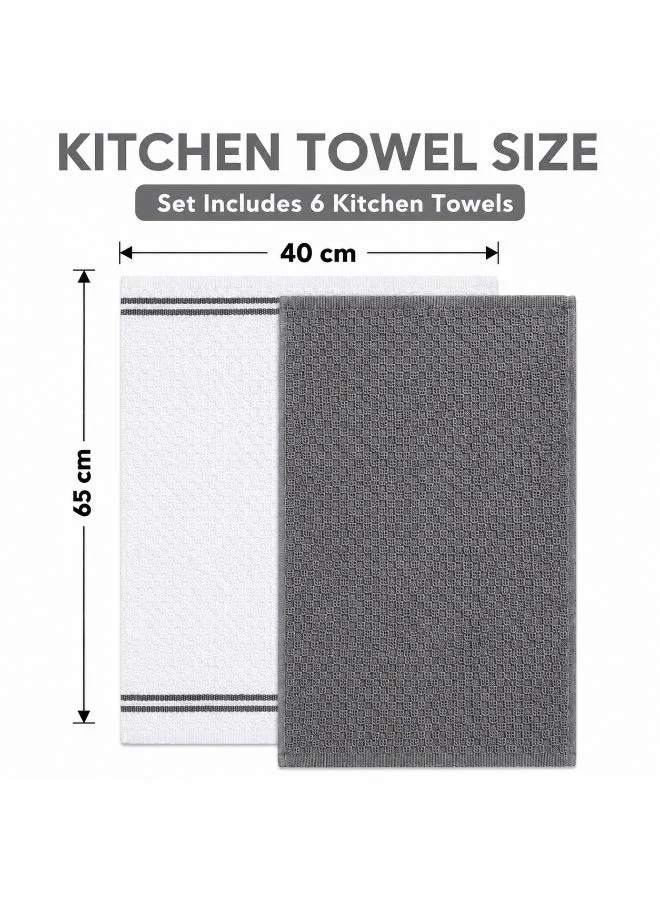 Bliss Casa Bliss Casa Kitchen Towel Set Pack of 6 (40 x 65 cm) - Cotton Dish Towels, Durable Cleaning Cloths, Highly Absorbent Durable Multipurpose Bar Towels & Dish Cloths
