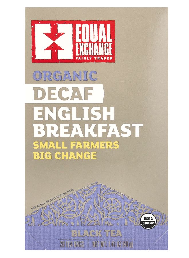 Equal Exchange Organic Decaf English Breakfast Black Tea 20 Tea Bags 1.41 oz (40 g)