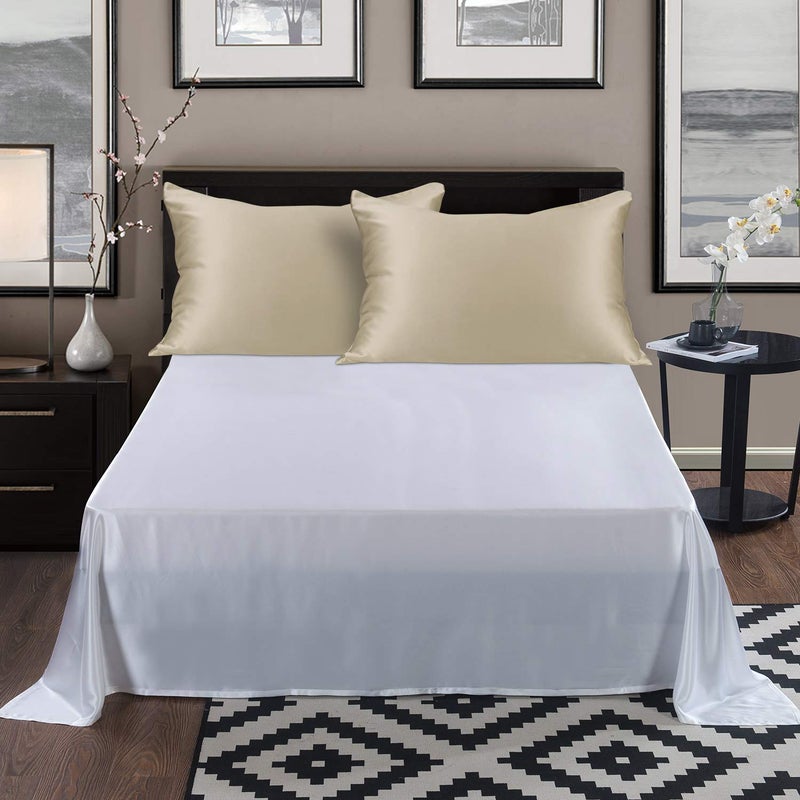 ALASKA BEAR King Size Silk Pillowcase Random Color Silk Scrunchie Gift Set for Beauty Sleep (1, Beige) - Image 5