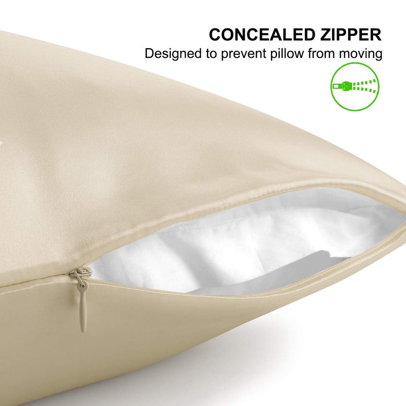 ALASKA BEAR King Size Silk Pillowcase Random Color Silk Scrunchie Gift Set for Beauty Sleep (1, Beige) - Image 3