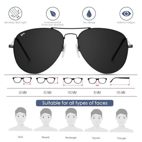 GYNK Premium Millitary Style Classic Aviator Unisex Sunglasses,100% UV Protection for Driving for Men and Women(Full Black) - Image 4