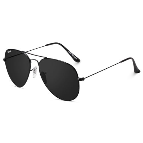 GYNK Premium Millitary Style Classic Aviator Unisex Sunglasses,100% UV Protection for Driving for Men and Women(Full Black) - Image 1
