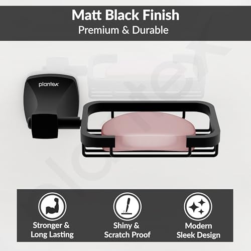 Plantex Space Aluminum Soap Holder for Bathroom Wall/Soap Stand/Soap Dish/Soap Dish Holder for Bathroom Accessories (Black) - Image 2