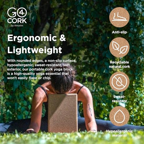 Go4Cork Cork Slim Yoga Block for Yoga, Pilates & Meditation | Non-Slip, Hypoallergenic, Sustainable, Non-Toxic Yoga Block - Image 3