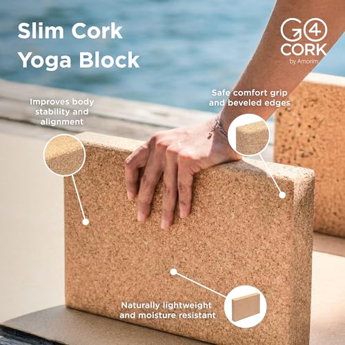 Go4Cork Cork Slim Yoga Block for Yoga, Pilates & Meditation | Non-Slip, Hypoallergenic, Sustainable, Non-Toxic Yoga Block - Image 2