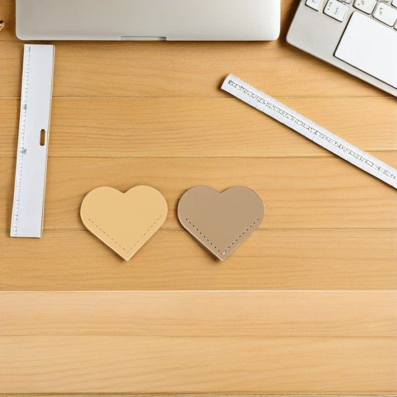 12pcs Cute PU Heart Bookmarks: Cute Corner Bookmark Accessories For Reading - Students Paper Clip - Book Markers Classroom Set - Image 2