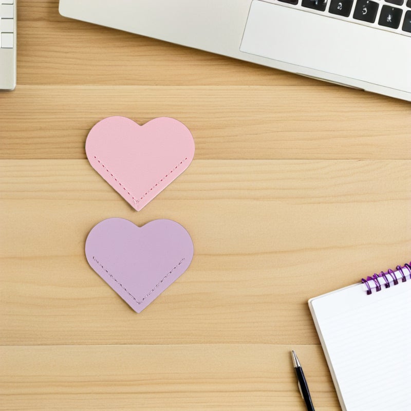 12pcs Cute PU Heart Bookmarks: Cute Corner Bookmark Accessories For Reading - Students Paper Clip - Book Markers Classroom Set - Image 4