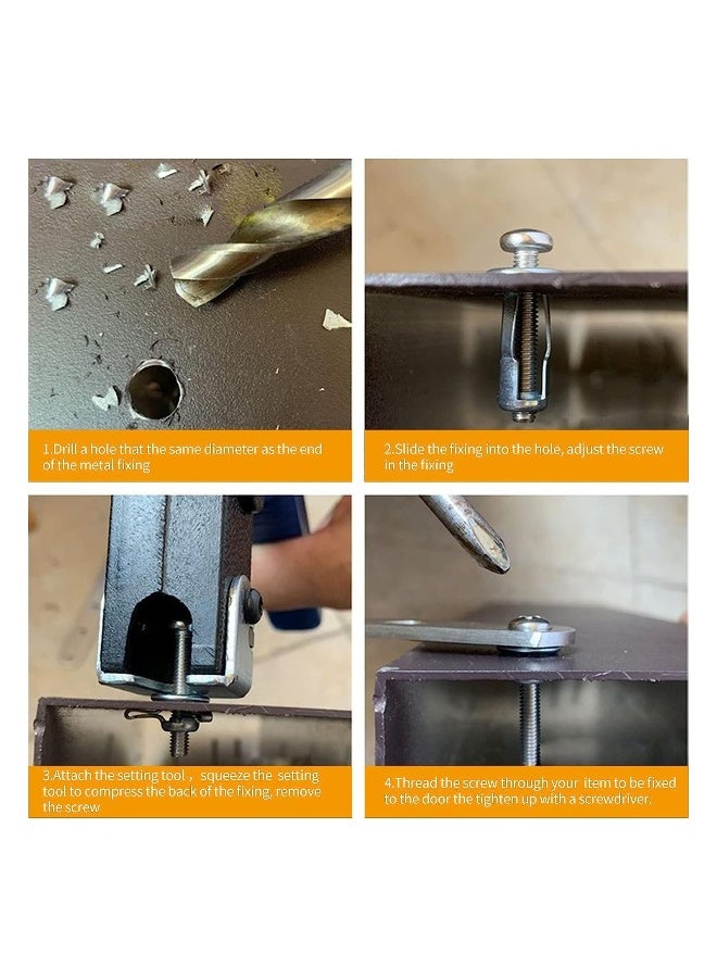 مكسرات جاك بتل مكسرات، مكسرات إدراج بتل، دبل مع مسامير للتجميع لجدار معدني مجوف بسماكة 0-5 ملم، ورقة بلاستيكية مجوفة، 8 مم * 16 مم (30 قطعة) - Image 4