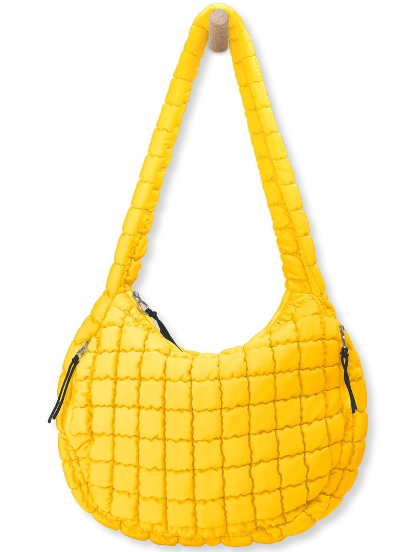Babysun Puffer Tote Bag for Women Large Quilted Tote Bag Quilted Carryall Bag Soft Puffy Crossbody Bag Hobo Handbags Puff Purse - Image 1
