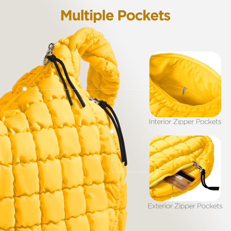 Babysun Puffer Tote Bag for Women Large Quilted Tote Bag Quilted Carryall Bag Soft Puffy Crossbody Bag Hobo Handbags Puff Purse - Image 5
