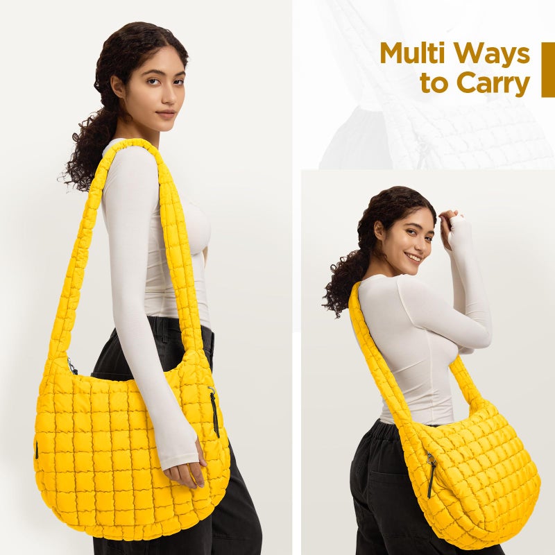 Babysun Puffer Tote Bag for Women Large Quilted Tote Bag Quilted Carryall Bag Soft Puffy Crossbody Bag Hobo Handbags Puff Purse - Image 2