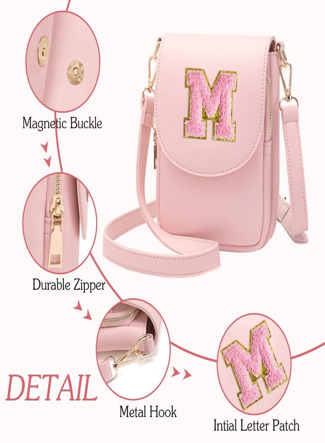 Viverte Crossbody Purse for Teen Girls Small Initial Cell Phone Toddler Purse Leather Triple Compartment Crossbody Bags, Light Pink, M - Image 5