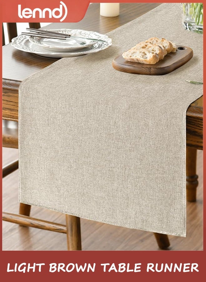 لينند مفرش طاولة بني فاتح من LENND، مناسب لفصل الخريف، قابل للغسل، مناسب لطاولة الطعام والمطبخ، مناسب لديكور الحفلات المنزلية، 30×180 سم - Image 1