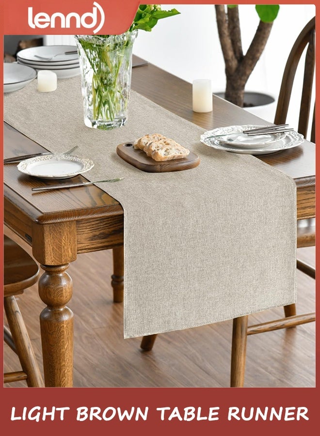 لينند مفرش طاولة بني فاتح من LENND، مناسب لفصل الخريف، قابل للغسل، مناسب لطاولة الطعام والمطبخ، مناسب لديكور الحفلات المنزلية، 30×180 سم - Image 2