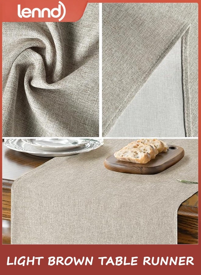 لينند مفرش طاولة بني فاتح من LENND، مناسب لفصل الخريف، قابل للغسل، مناسب لطاولة الطعام والمطبخ، مناسب لديكور الحفلات المنزلية، 30×180 سم - Image 4