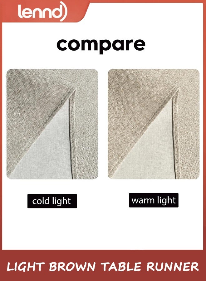لينند مفرش طاولة بني فاتح من LENND، مناسب لفصل الخريف، قابل للغسل، مناسب لطاولة الطعام والمطبخ، مناسب لديكور الحفلات المنزلية، 30×180 سم - Image 5