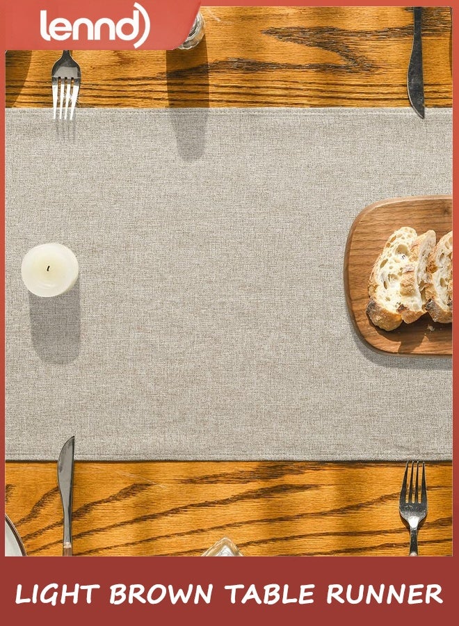 لينند مفرش طاولة بني فاتح من LENND، مناسب لفصل الخريف، قابل للغسل، مناسب لطاولة الطعام والمطبخ، مناسب لديكور الحفلات المنزلية، 30×180 سم - Image 3